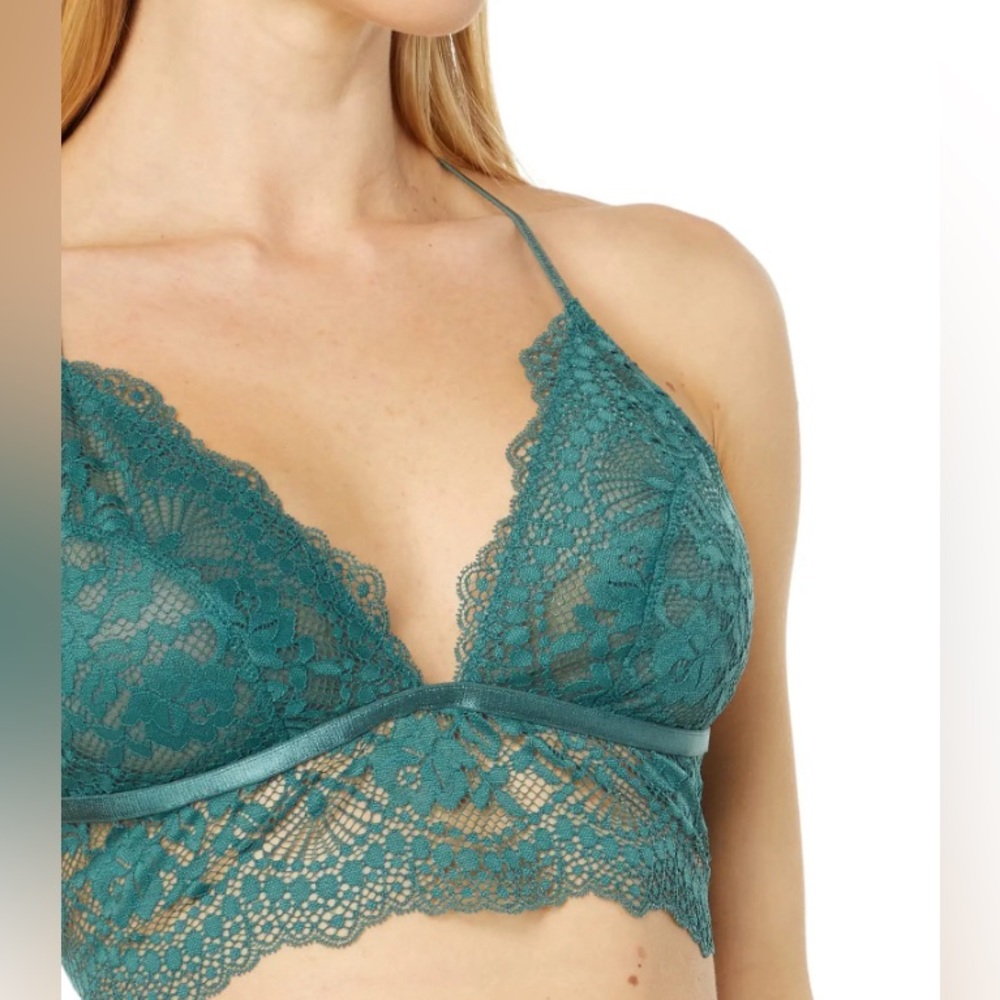 Free People Maya Longline Lace Bralette Jade Women’s Size Large Romantic NWT